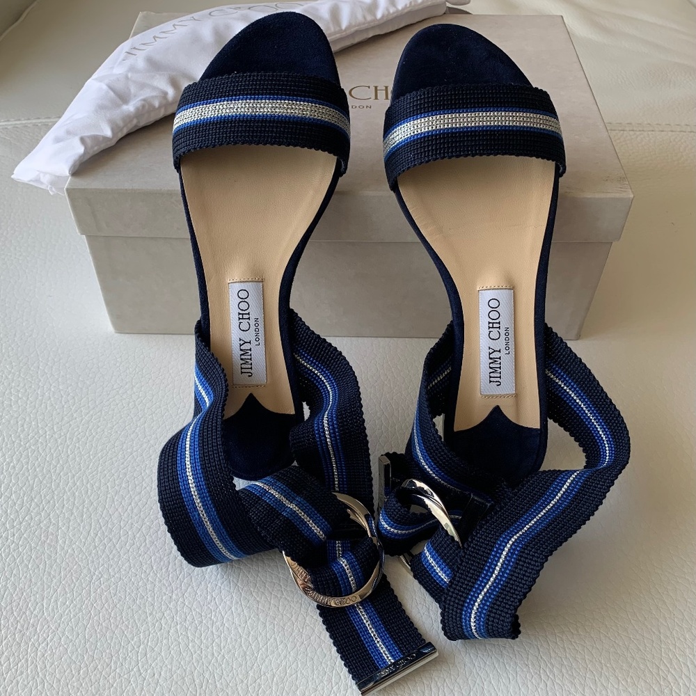 JIMMY CHOO BREANNE FLAT NAVY MIX